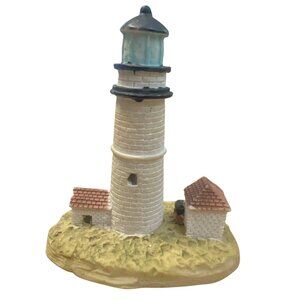 Boston Harbor Lighthouse Miniature Hand-Painted Resin Coastal Home Decor Nautica